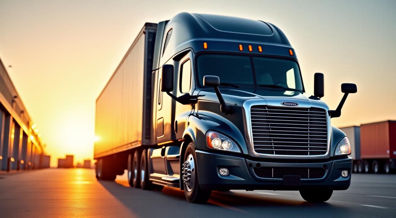 Modern L & T MINGO TRUCKING LLC fleet parked at sunset